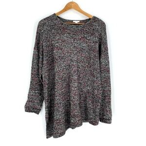 J Jill Pure Jill Womens Size L Marl Asymmetric Tunic Sweater Wool Cashmere Blend